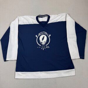 Skeletors Jersey Mens XL Blue Hockey EBI Intermedics Shirt Long Sleeve